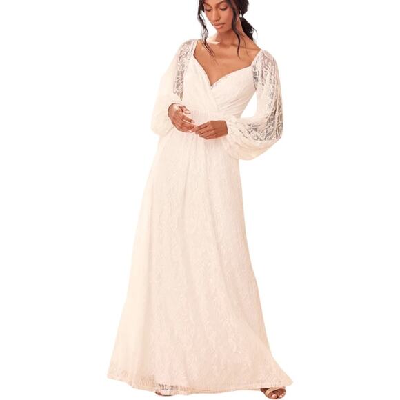 Story of Romance White Lace Long Sleeve Maxi Dress NWT, Lulu's - Picture 1 of 10